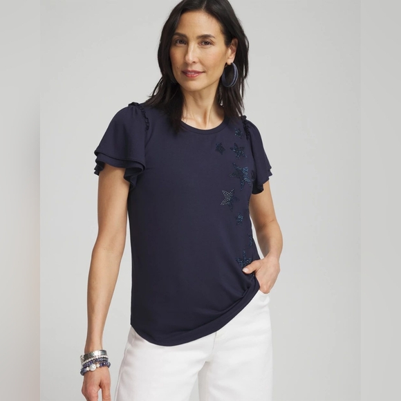 Chico's Tops - CHICO'S | Embellished Star Tee